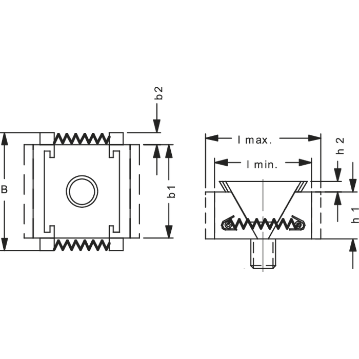 Keilspanner für Mehrfach-Spannschiene Bxh1 72x29mm inkl. Nutenstein, mit Krallen - 2